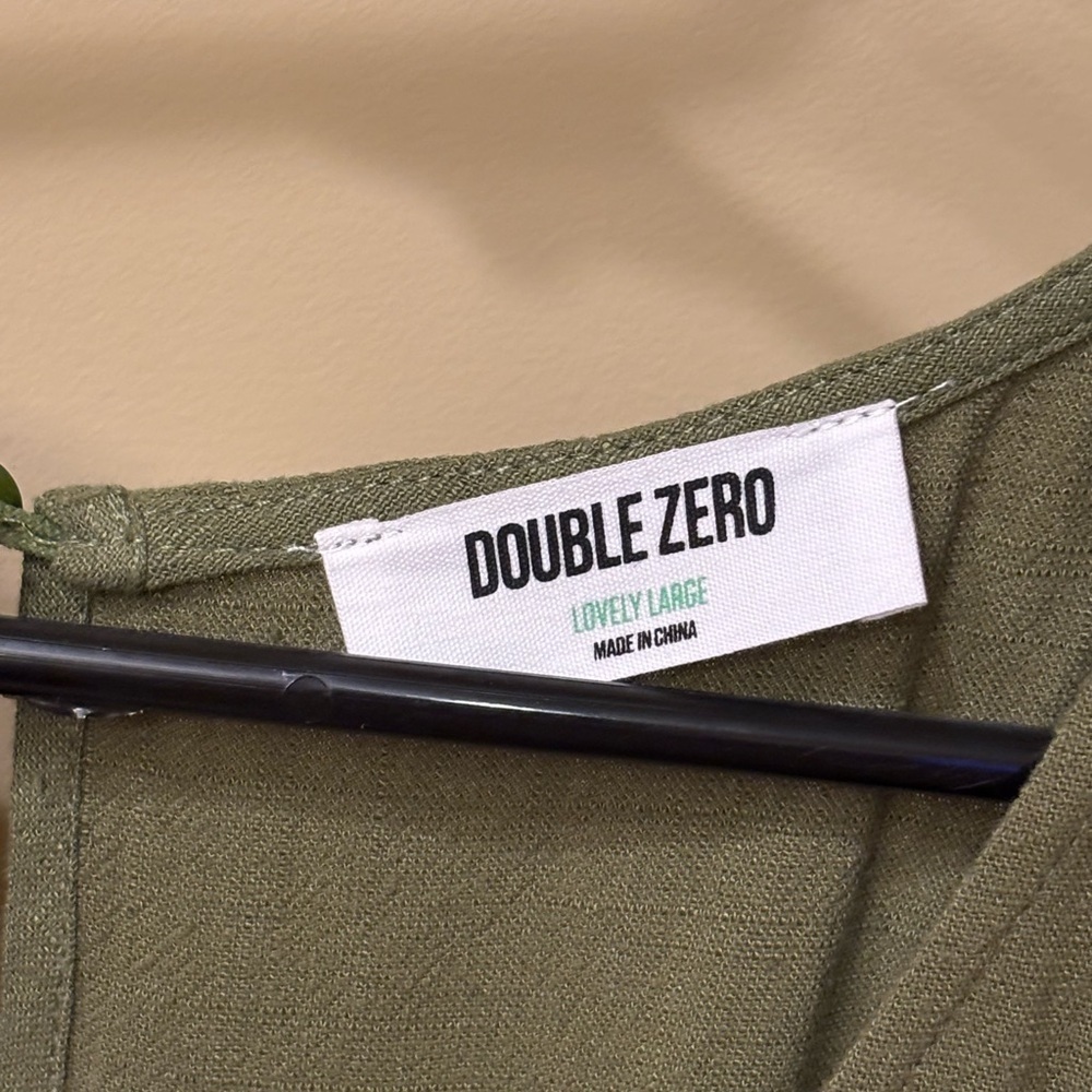 Double Zero Olive Green Jumpsuit Size L Wide Leg Elastic Waist Pockets - Picture 4 of 5